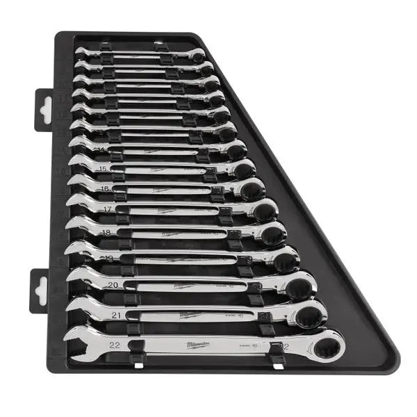 Open Box -  15 Piece Ratcheting Combination Wrench Set Metric MilwaukeeBullseye Deals