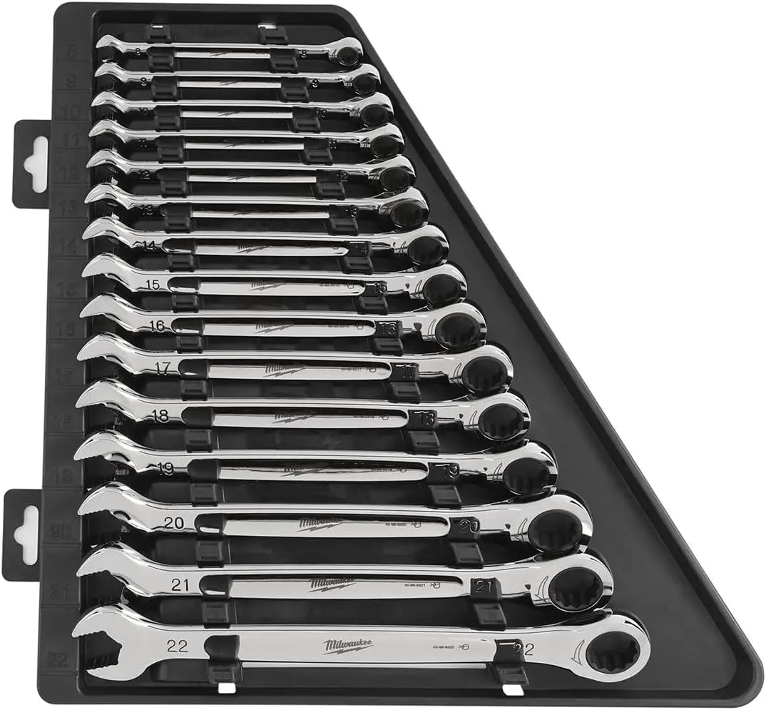 Open Box -  15 Piece Ratcheting Combination Wrench Set Metric MilwaukeeBullseye Deals