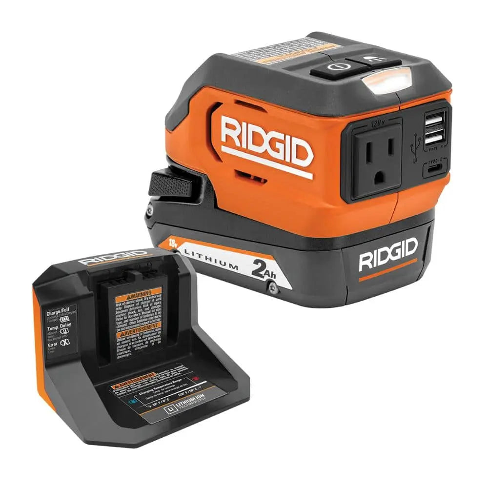 Open Box -  18V Cordless AC Inverter Kit with 2.0 Ah Lithium-Ion Battery and Charger RIDGIDBullseye Deals