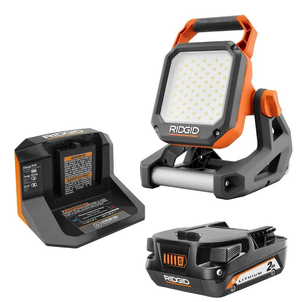 Open Box -  18V Cordless Flood Light Kit with 2.0 Ah Battery and Charger RIDGIDBullseye Deals