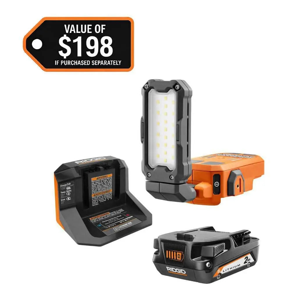 Open Box -  18V Cordless Magnetic Task Light Kit with 2.0 Ah Battery and Charger RIDGIDBullseye Deals