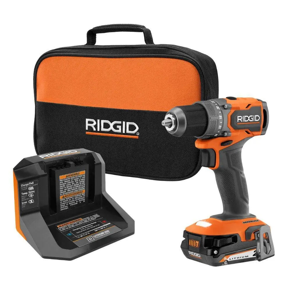 Open Box -  18V SubCompact Brushless Cordless Drill/Driver Kit with 2 Ah Battery and Charger RIDGIDBullseye Deals