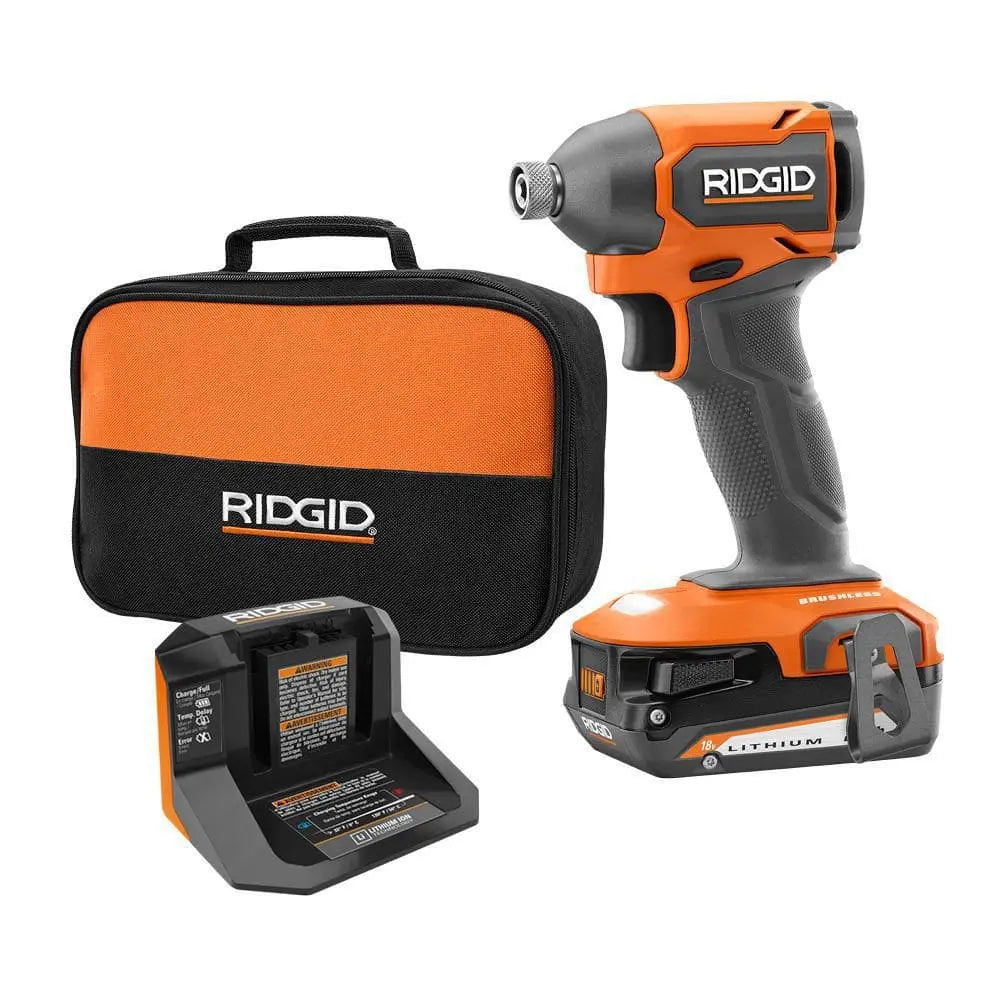 Open Box -  18V SubCompact Brushless Cordless Impact Driver Kit with 2.0 Ah Battery, Charger, and Tool Bag RIDGIDBullseye Deals