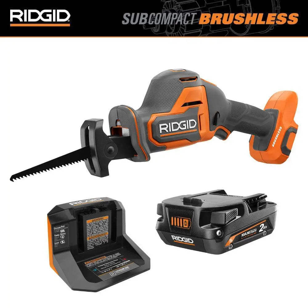 Open Box -  18V SubCompact Brushless Cordless One-Handed Reciprocating Saw Kit with 2.0 Ah Battery and Charger RIDGIDBullseye Deals