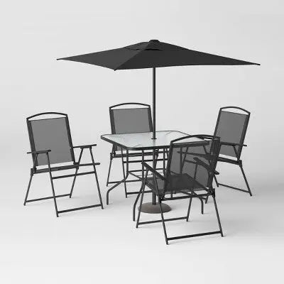 Open Box - 6pc Patio Dining Set with Umbrella, Outdoor Furniture Set - Room Essentials Room EssentialsBullseye Deals