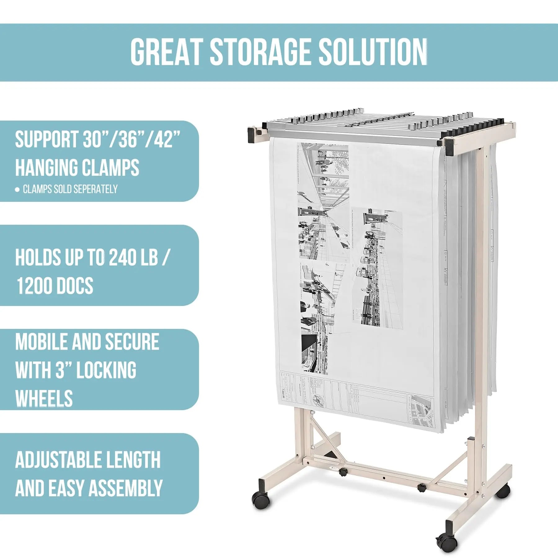 Open Box -  AdirOffice Gray Steel Blueprint Expandable Mobile Cabinet Vertical File Blueprint Stand AdirofficeBullseye Deals