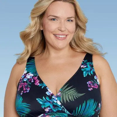 Open Box - Aqua Green Women's Deep V-Neck One Piece Swimsuit UPF 50 Tummy Control Aqua GreenBullseye Deals