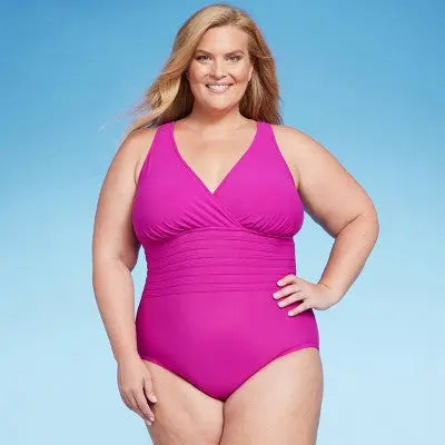 Open Box - Aqua Green Women's Deep V-Neck One Piece Swimsuit UPF 50 Tummy Control Aqua GreenBullseye Deals