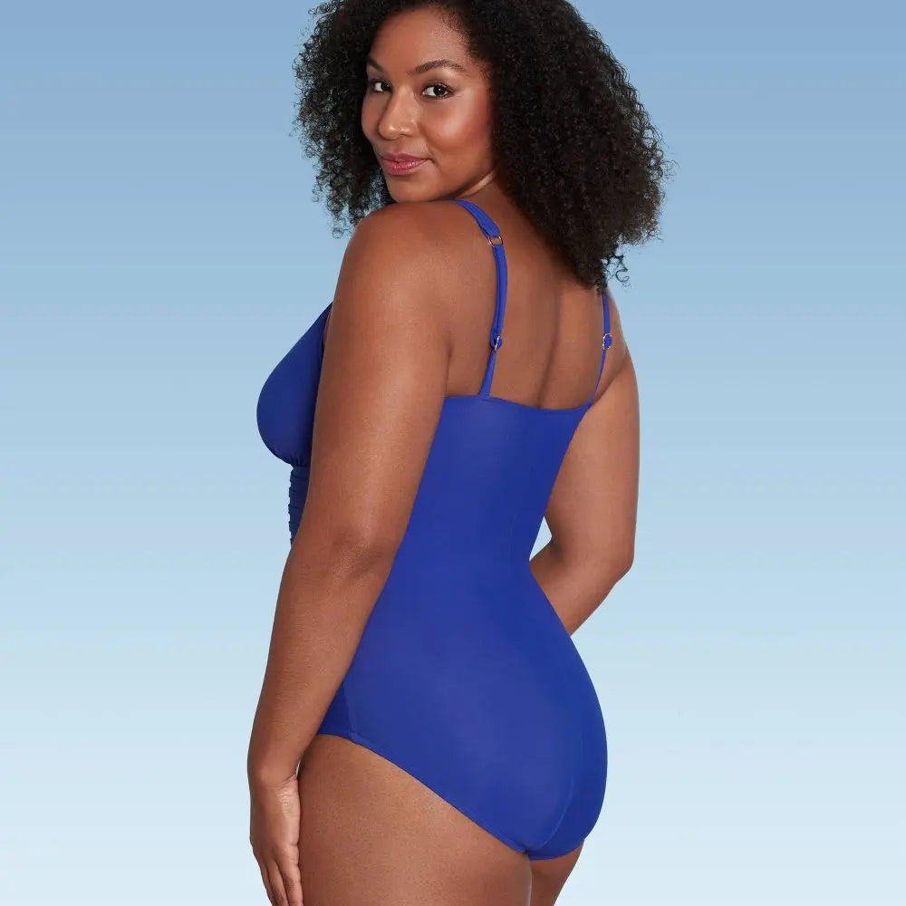 Open Box - Aqua Green Women's Deep V-Neck One Piece Swimsuit UPF 50 Tummy Control Aqua GreenBullseye Deals