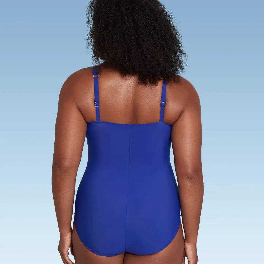 Open Box - Aqua Green Women's Deep V-Neck One Piece Swimsuit UPF 50 Tummy Control Aqua GreenBullseye Deals