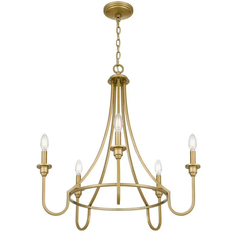 Open Box -  Artemus 5-Lights Painted Brass Transitional Chandelier - Secondipity