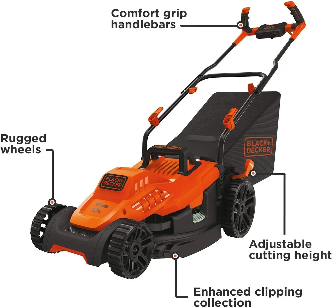 Open Box -  BLACK+DECKER 15 in. 10 Amp Corded Electric Walk Behind Push Mower Black DeckerBullseye Deals