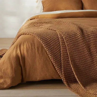 Open Box - Casaluna Chunky Knit Throw Bed Blanket 92x108 Midweight Sweater Knit CasalunaBullseye Deals