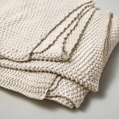 Open Box - Casaluna Chunky Knit Throw Bed Blanket 92x108 Midweight Sweater Knit CasalunaBullseye Deals