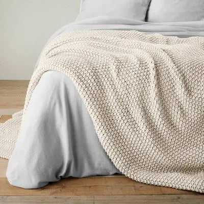 Open Box - Casaluna Chunky Knit Throw Bed Blanket 92x108 Midweight Sweater Knit CasalunaBullseye Deals