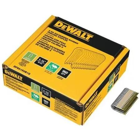 Open Box -  DEWALT 1.5" x 9-Gauge Galvanized Barbed Paper Tape Fencing Staples (960 per Box) DEWALTBullseye Deals
