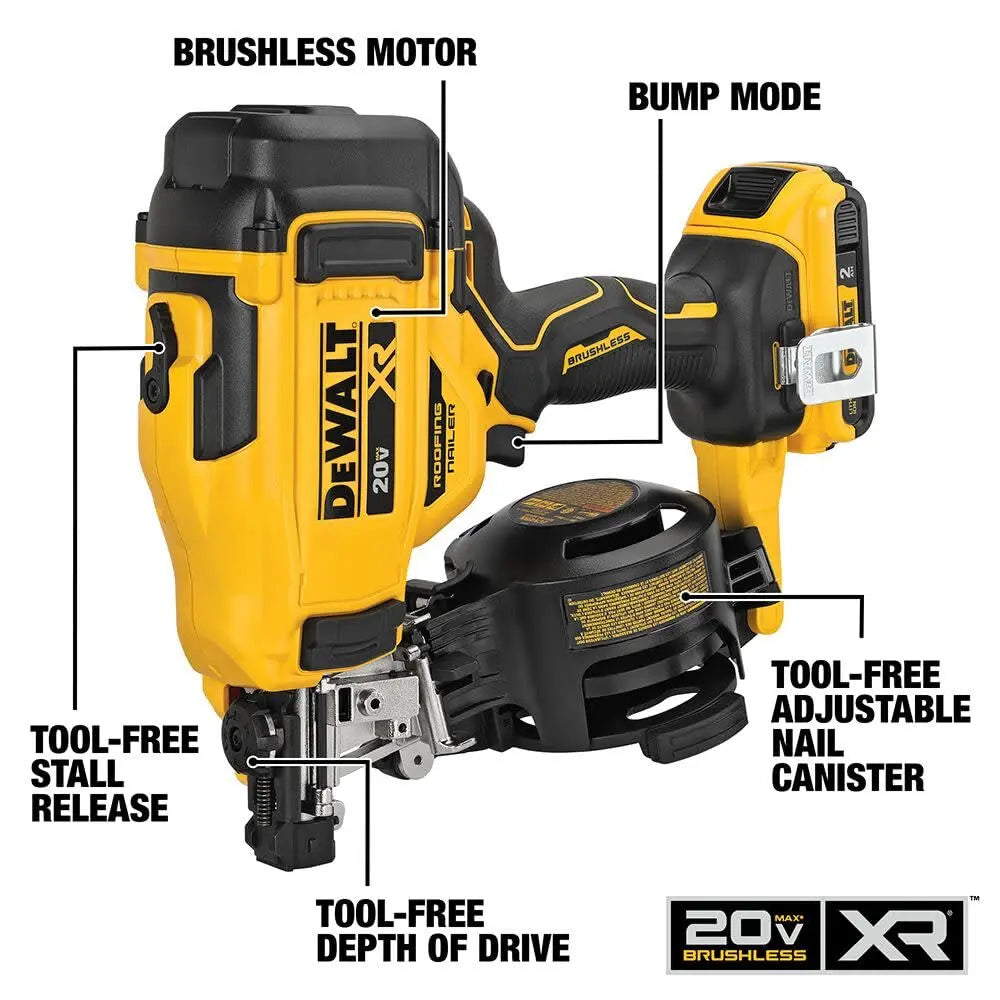 Open Box -  DEWALT 20-Volt MAX Lithium-Ion 15-Degree Cordless Roofing Nailer Kit - Secondipity