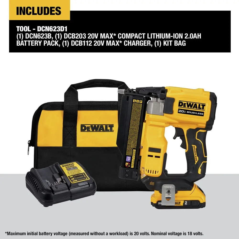 Open Box - DEWALT 20-Volt MAX Lithium-Ion Cordless 23-Gauge Pin Nailer Kit with 2.0 Ah Battery Pack and Charger DEWALTBullseye Deals