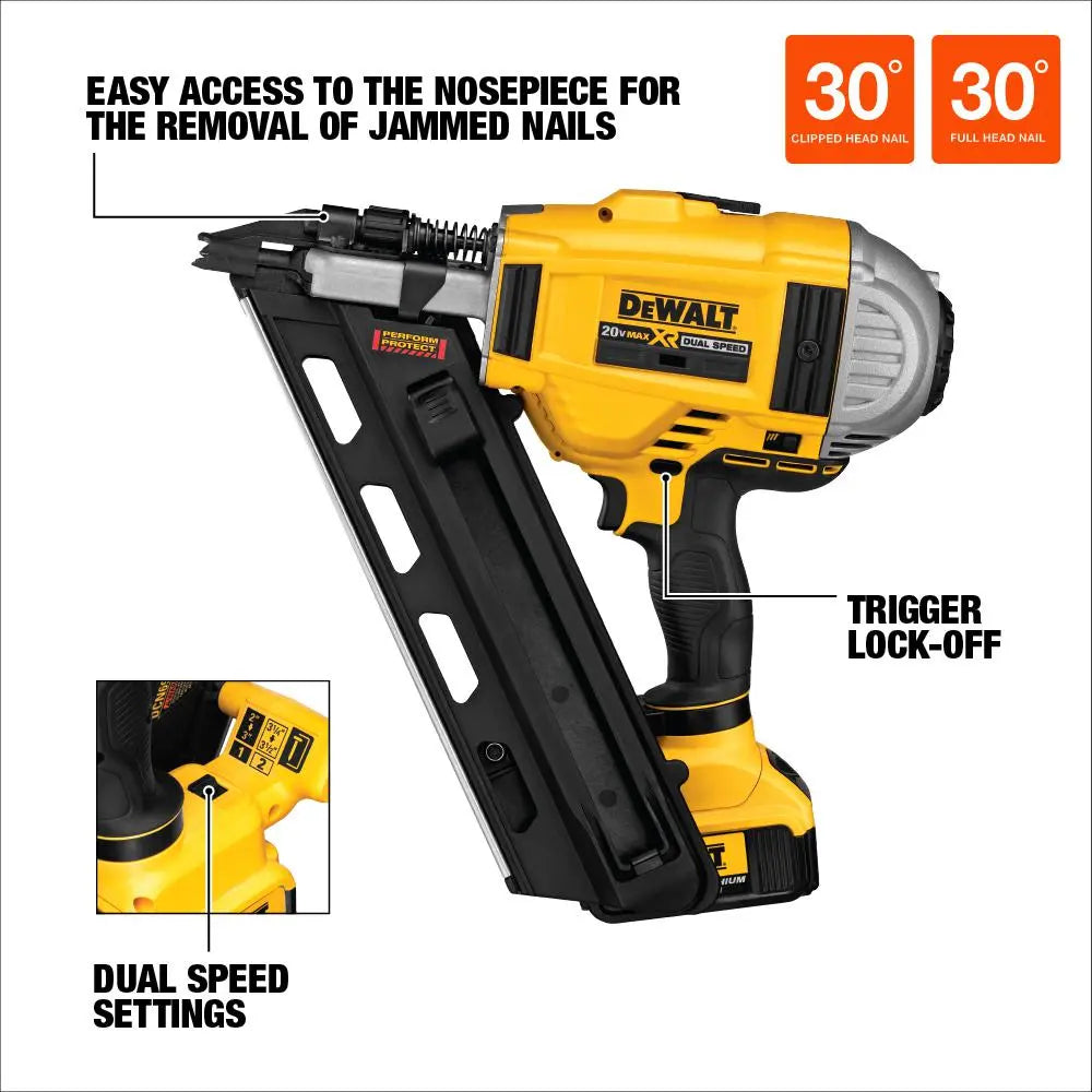 Open Box -  DEWALT 20-Volt MAX XR Lithium-Ion Cordless Brushless 2-Speed 33-� Framing Nailer DEWALTBullseye Deals