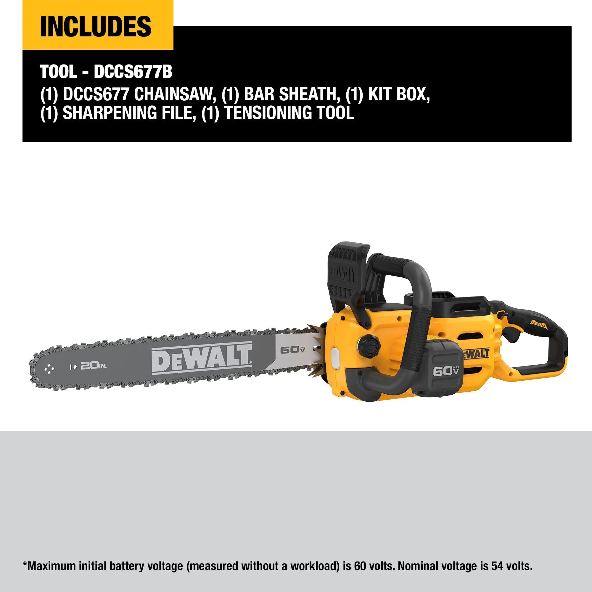 Open Box -  DEWALT 20 in. 60-Volt Electric Cordless Chainsaw (Tool-Only) DEWALTBullseye Deals