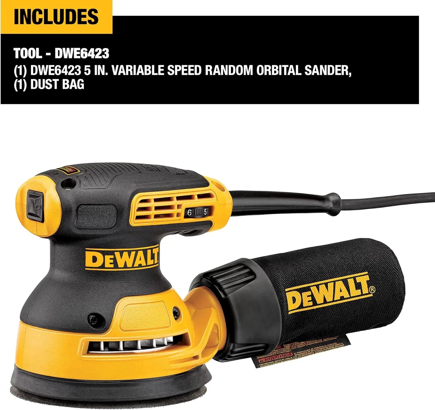 Open Box -  DEWALT 3 Amp Corded 5 in. Variable Speed Random Orbital Sander DEWALTBullseye Deals