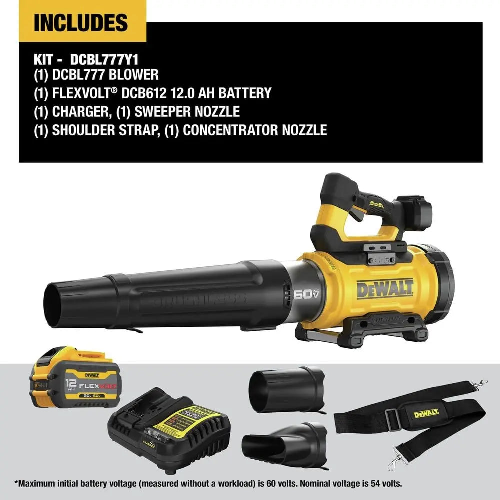 Open Box - DEWALT 60-Volt MAX 157 MPH 780 CFM Brushless Cordless Battery Powered Handheld Leaf Blower Kit with 12 Ah Battery and Charger DEWALTBullseye Deals