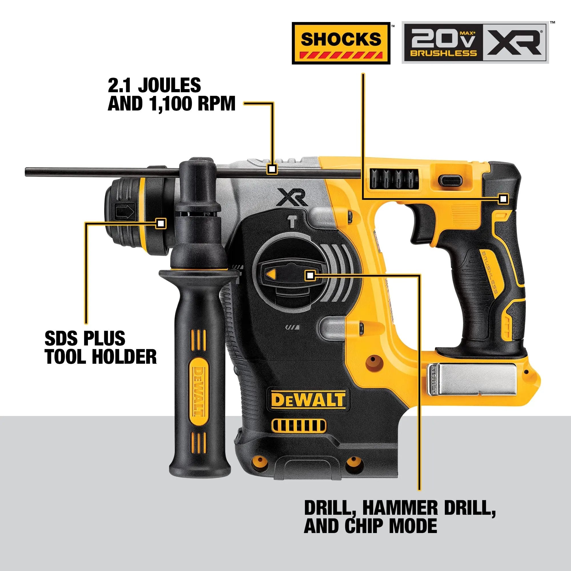 Open Box -  DEWALT Cordless 1" SDS-Plus Brushless L-Shape Rotary Hammer (Tool-Only) DEWALTBullseye Deals