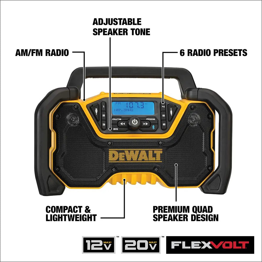 Open Box -  DEWALT DCR028B 20-Volt MAX Compact Bluetooth Radio (Tool Only) DEWALTBullseye Deals