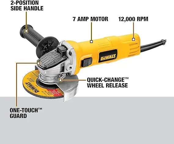 Open Box -  DEWALT DWE4011 Small Angle Grinder with One-Touch Guard, 4-1/2 -Inch DEWALTBullseye Deals