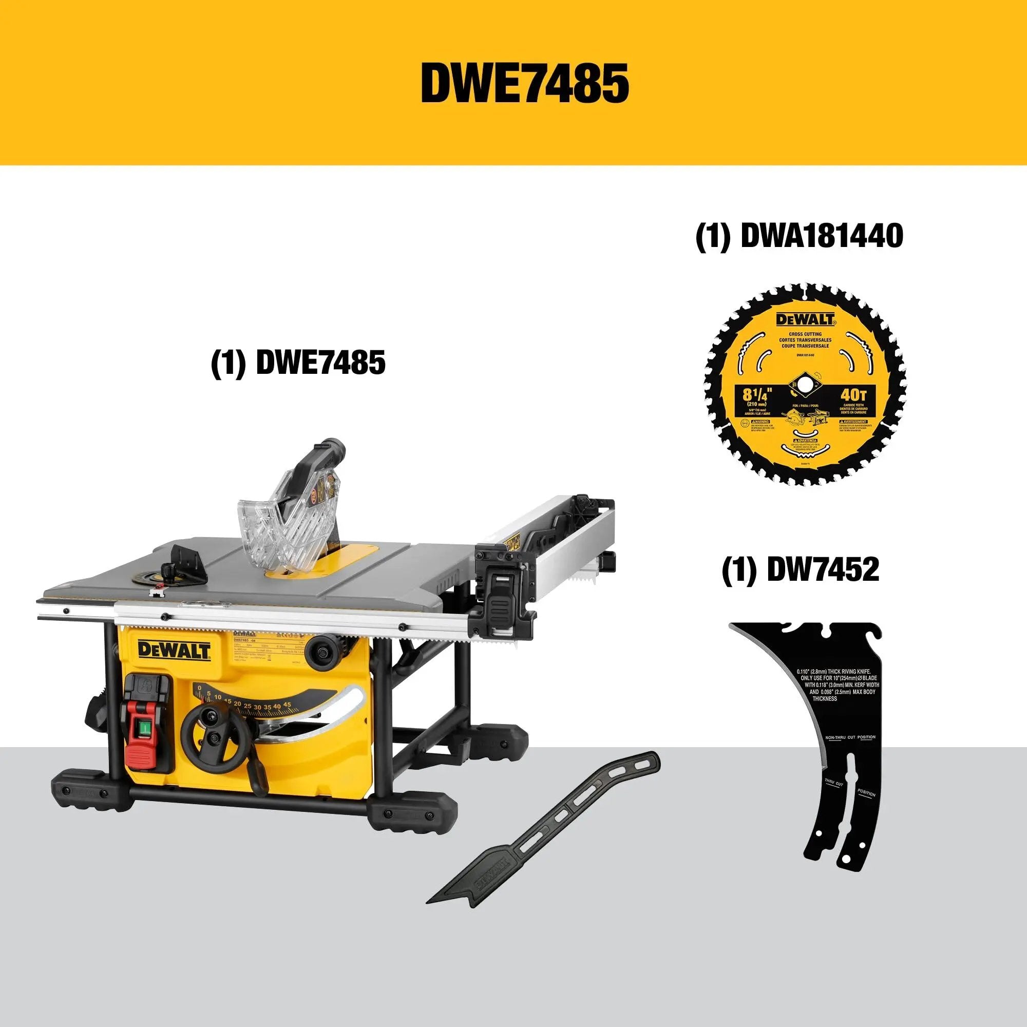 Open Box -  DEWALT DWE7485 8-1/4 in. Compact Jobsite Tablesaw DEWALTBullseye Deals