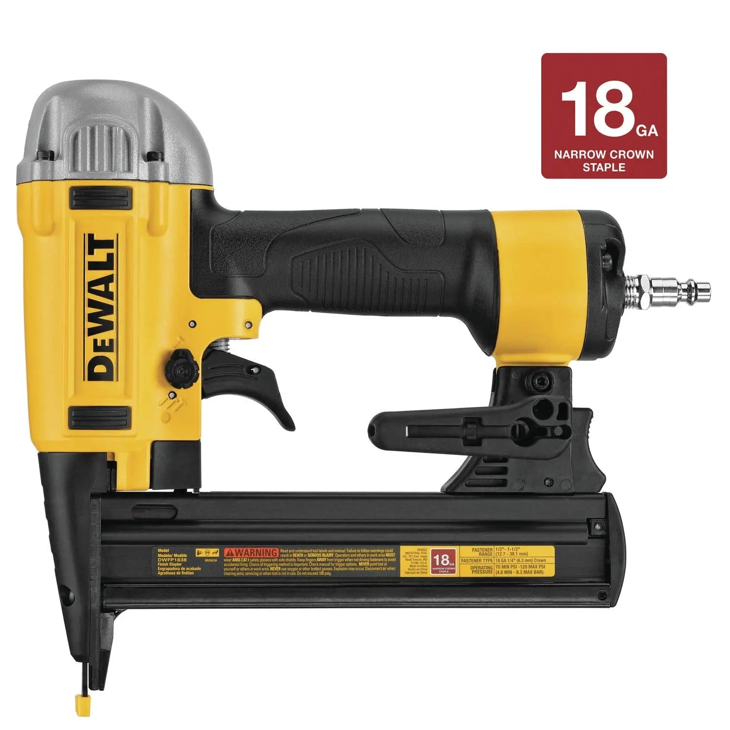 Open Box - DEWALT Pneumatic 18-Gauge 1/4 in. Crown Stapler DEWALTBullseye Deals