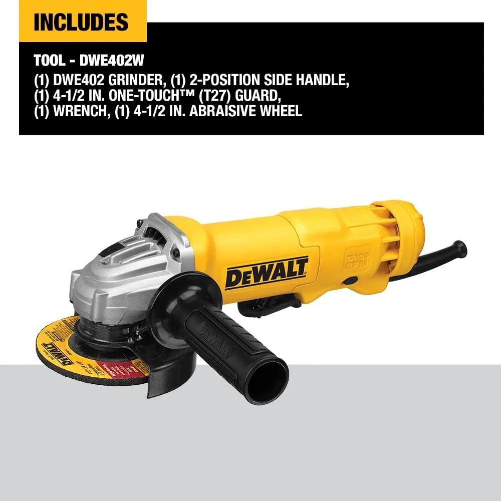 Open Box -  DeWALT DWE402W 120-Volt 4-1/2-Inch 1.8-HP Paddle Switch Small Angle Grinder DEWALTBullseye Deals
