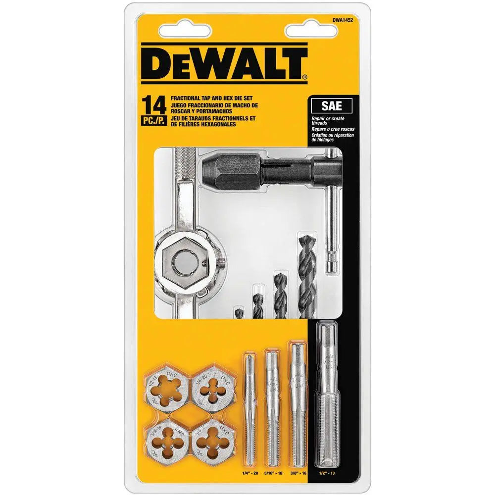 Open Box -  DeWalt® Fractional Tap and Hex Die Set 14 pc. Pack DEWALT