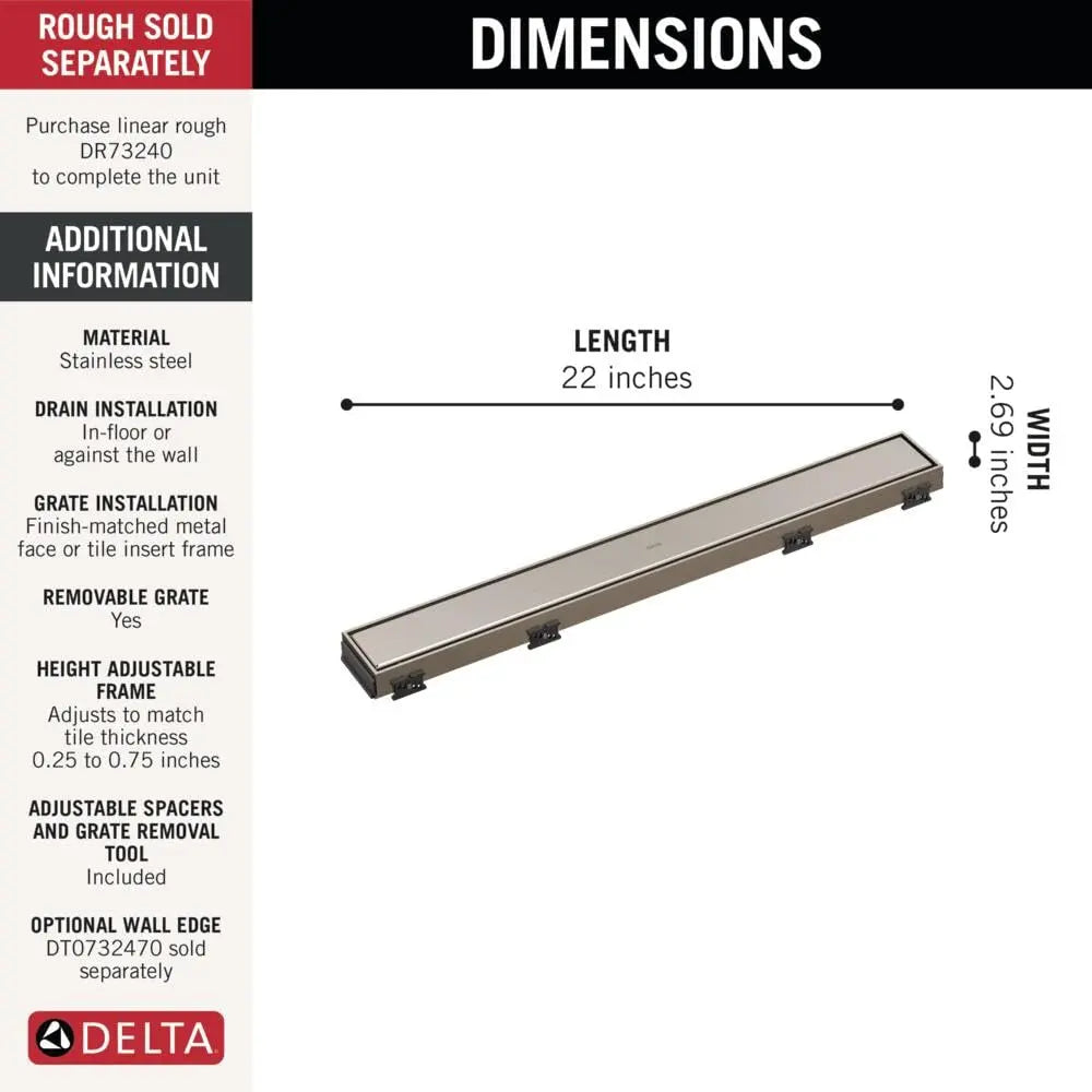 Open Box - Delta DT0732413-SS - Shower Drains Showers DeltaBullseye Deals