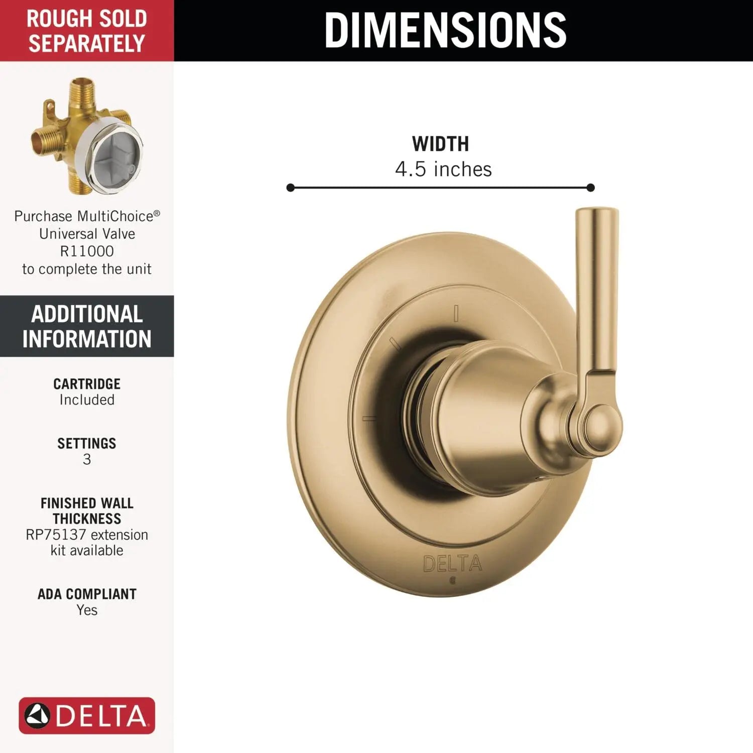 Open Box - Delta T11835-CZ - Diverter Trims Showers DeltaBullseye Deals