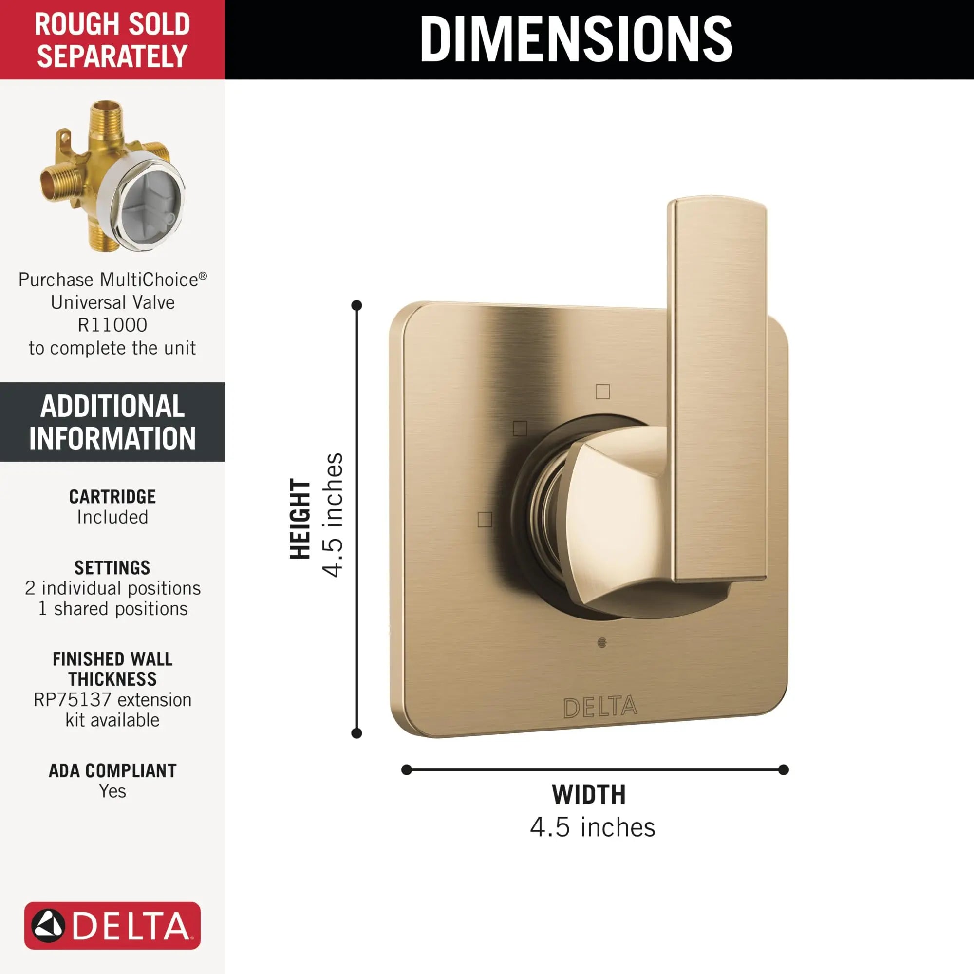 Open Box - Delta T11837-CZ - Diverter Trims Showers DeltaBullseye Deals