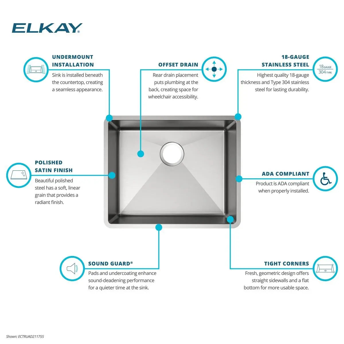 Open Box - Elkay ECTRUAD211755 - Kitchen Sinks Sinks ElkayBullseye Deals