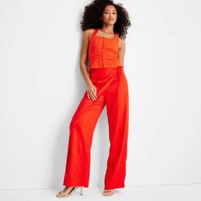 Open Box - Future Collective with Jenee Naylor Women's Mid Rise Wide Leg Full Sarong Pants Future Collective with Jenee NaylorBullseye Deals