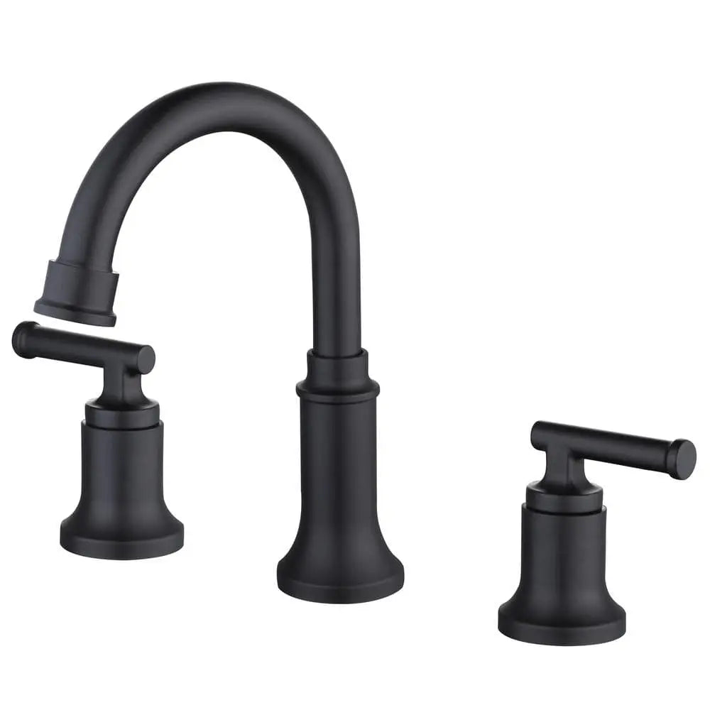 Open Box -  Glacier Bay Oswell 8 in. Widespread 2-Handle High-Arc Bathroom Faucet in Matte Black - Secondipity