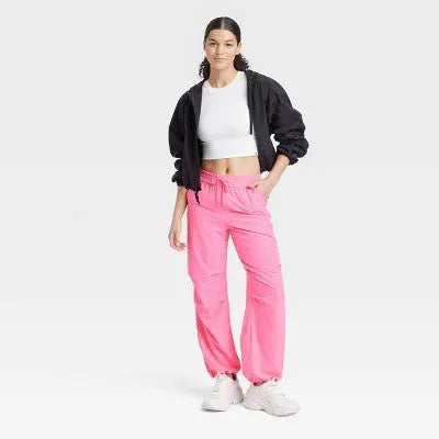 Open Box - JoyLab Women's Mid-Rise Parachute Pants Relaxed Fit Casual Activewear JoyLabBullseye Deals