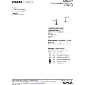 Open Box - Kohler K-T98071-4-CP Artifacts Handle KohlerBullseye Deals