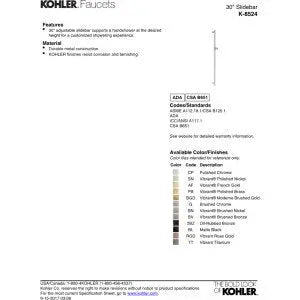 Open Box - Kohler k-8524-SN - Slide Bars Shower Accessories KohlerBullseye Deals