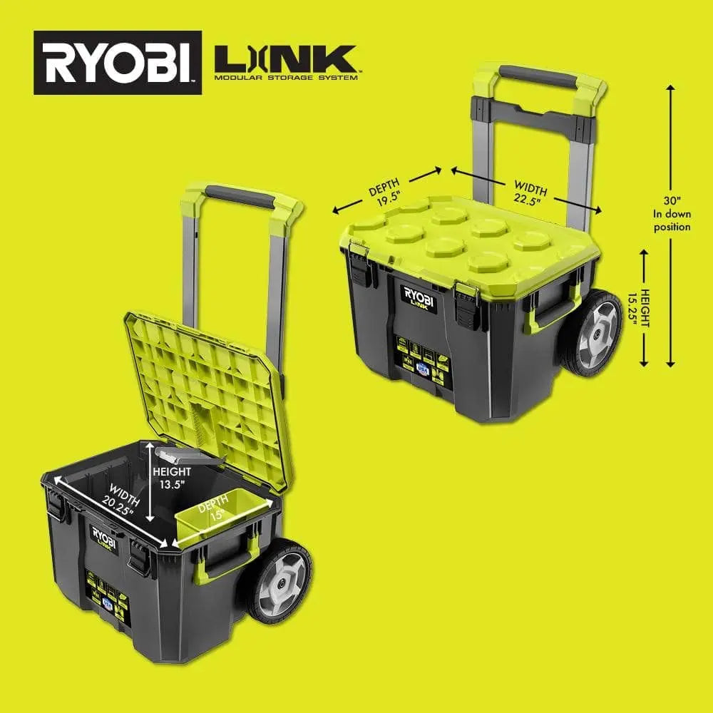 Open Box -  LINK Rolling Tool Box, RYOBI Green RYOBIBullseye Deals