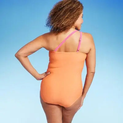 Open Box - Lands' End Women's UPF 50 Full Coverage Tummy Control One Shoulder One Piece Swimsuit Lands' EndBullseye Deals