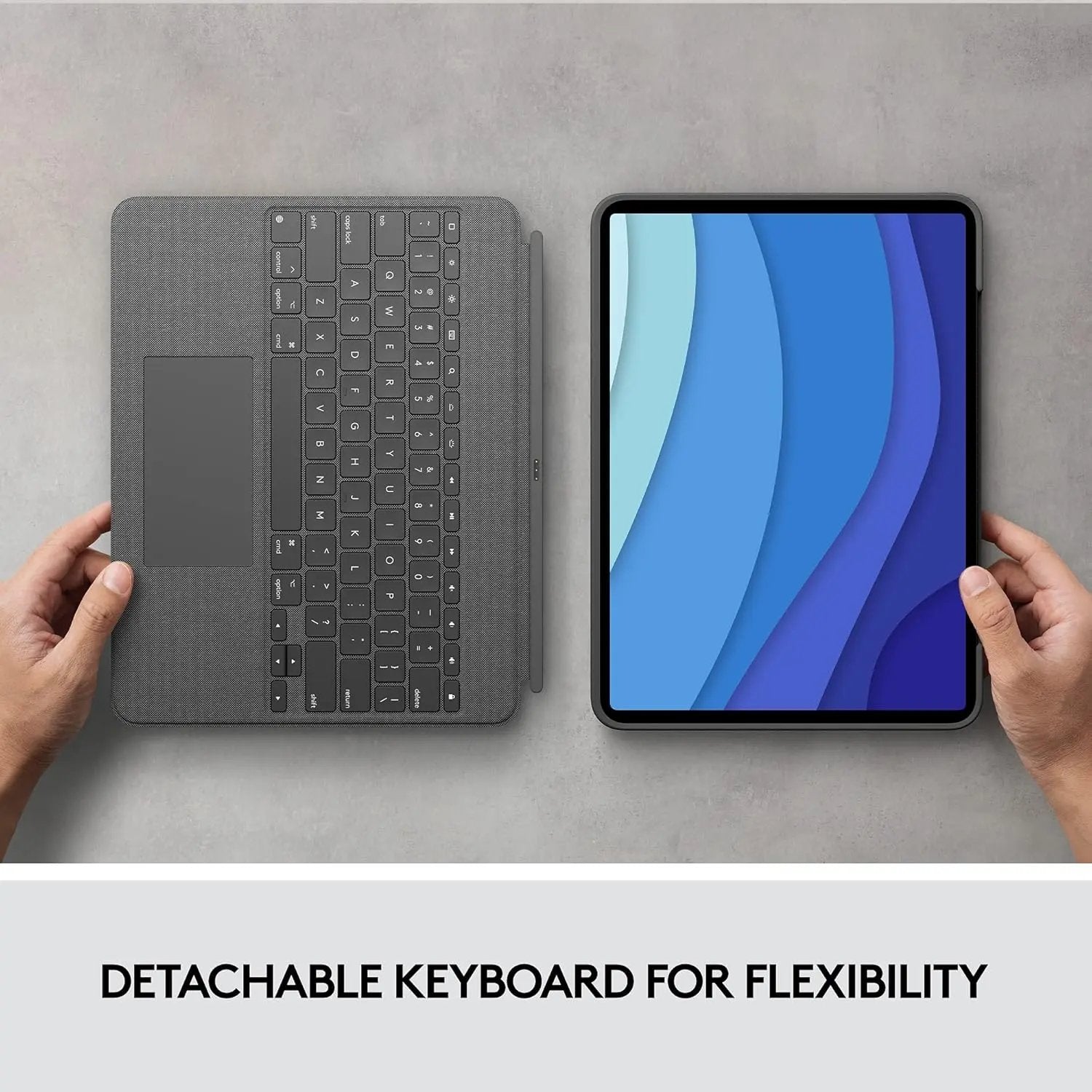 Open Box -  Logitech Combo Touch iPad Pro 12.9" 5th 6th gen 2021 2022 Keyboard Case - Grey LogitechBullseye Deals