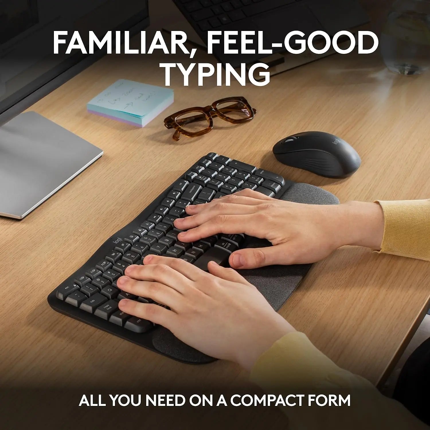 Open Box -  Logitech Wave Keys MK670 Combo Ergonomic Wireless Keyboard and Mouse Bundle LogitechBullseye Deals