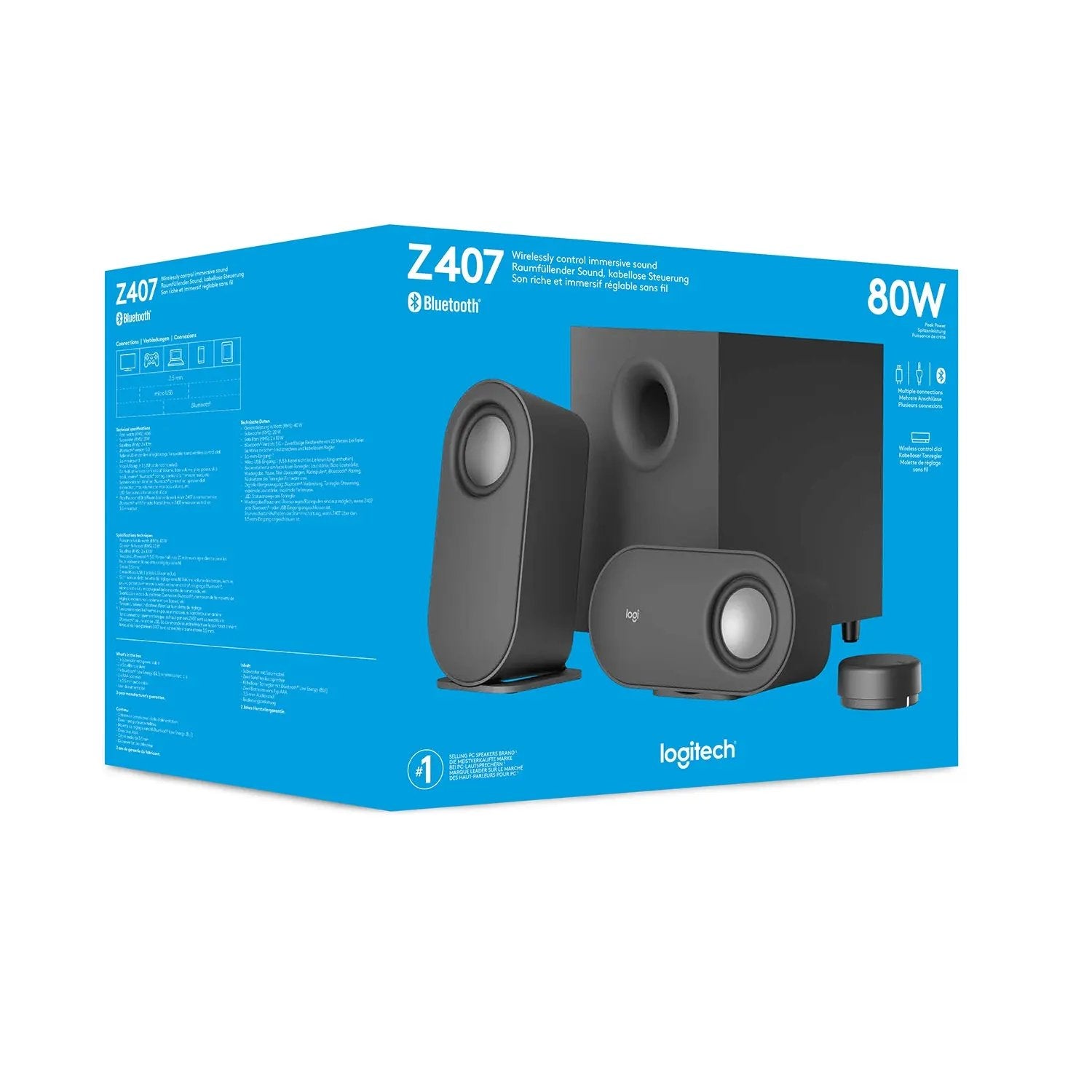Open Box -  Logitech - Z407 2.1 Bluetooth Computer Speaker System with Wireless Control (3-Piece) - Black LogitechBullseye Deals