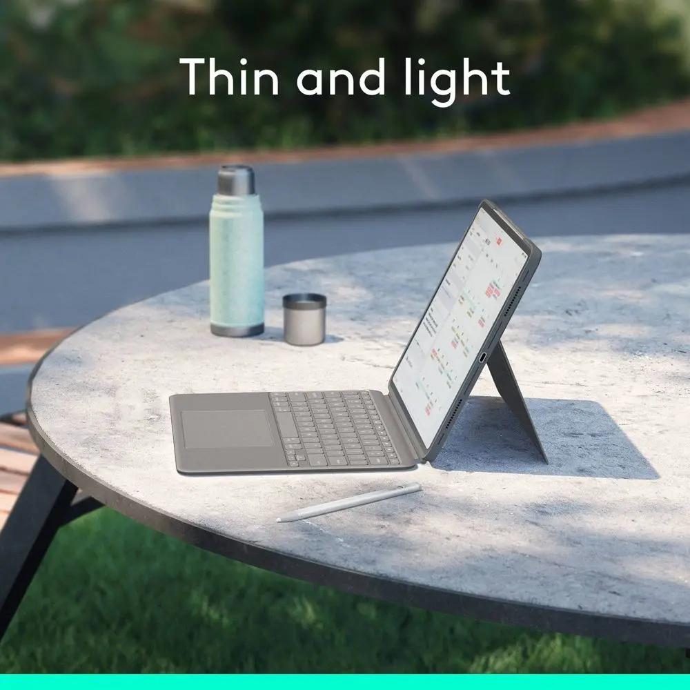 Open Box -  Logitech - iPad Air 13-inch Keyboard Case with Detachable Keyboard and Trackpad - Oxford Gray LogitechBullseye Deals