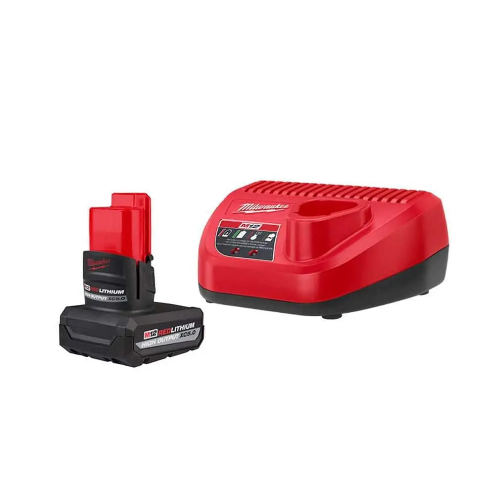 Open Box -  M12 12-Volt Lithium-Ion XC High Output 5.0 Ah Battery Pack with Charger Starter Kit MilwaukeeBullseye Deals