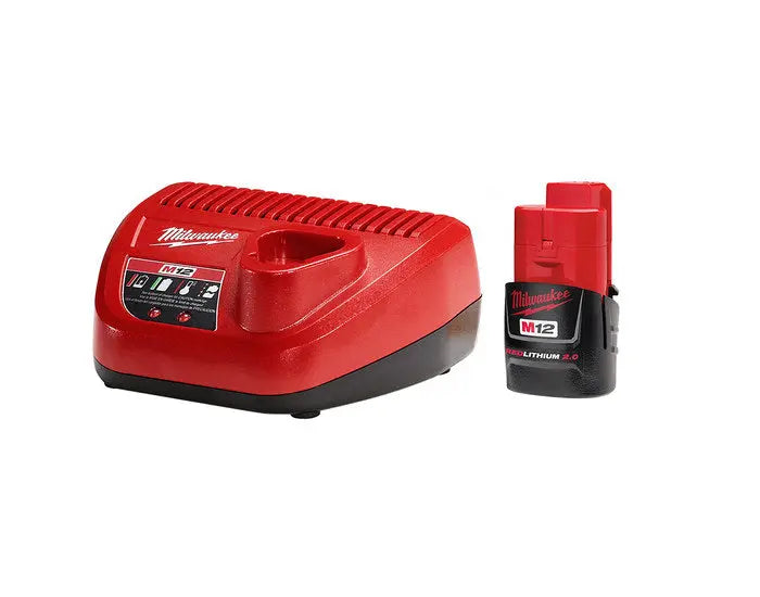 Open Box -  M12 12V Lithium-Ion Compact 2.0 Ah Battery Pack (2-Pack) Starter Kit with Charger MilwaukeeBullseye Deals